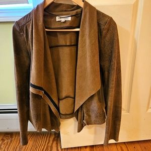 Philosophy Suede like Brown Jacket with Assymetrical side zip up - size 6
